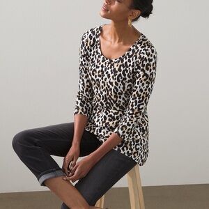 Chico’s NEW Animal Print Crossover Slub Tee Top Sz L